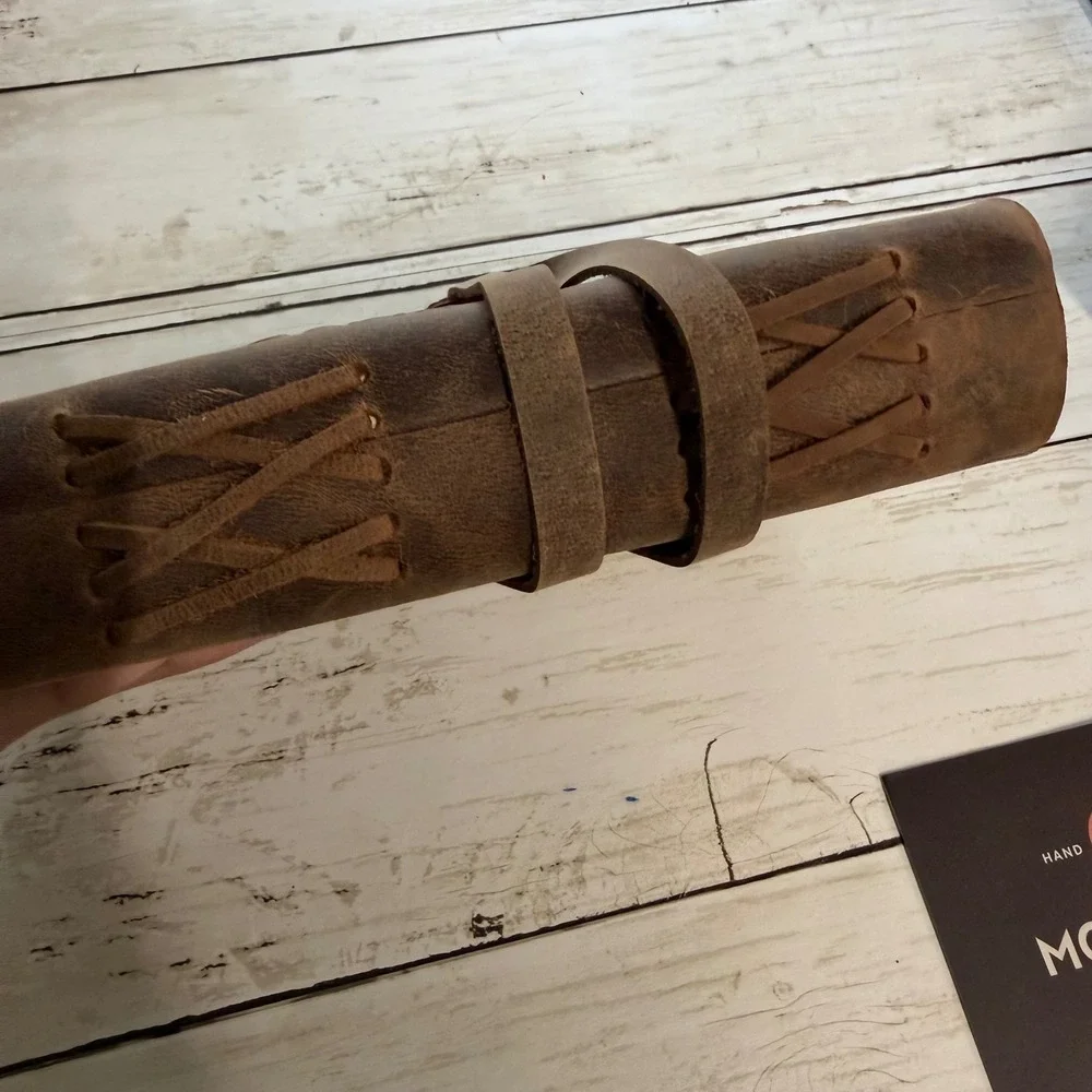 Moonster Leather Journal Unisex 5x7 Brown Heart‎ Embossed Refillable Notebook